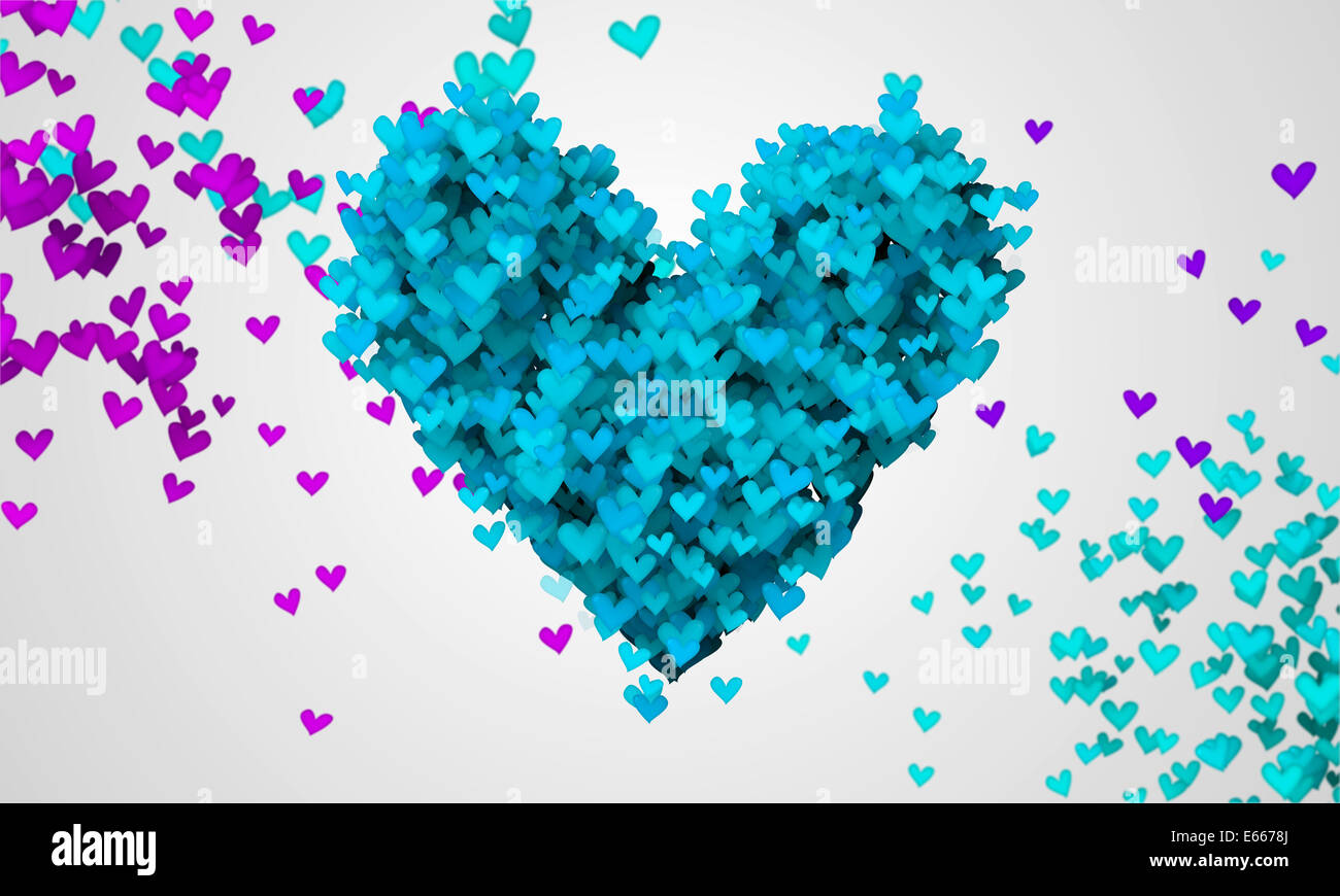 Blue Love Particles Heart Shape 3D White Background Stock Photo ...