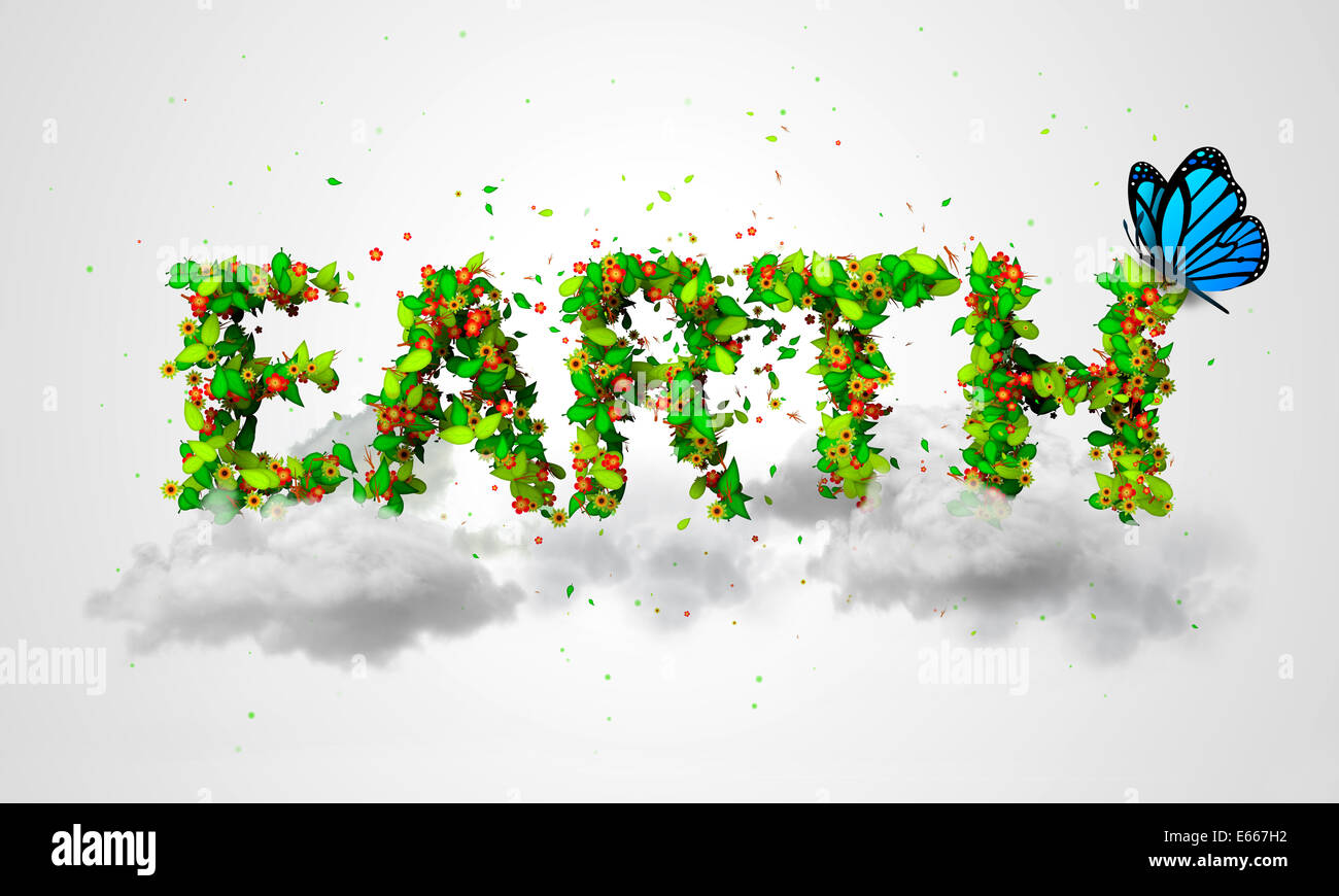 Earth green cloud butterfly 3d hi-res stock photography and images - Alamy