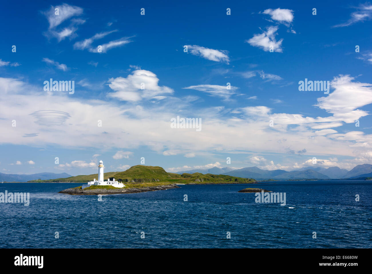 Eilean Musdile Lighthouse, Lismore, Argyll, Scotland Stock Photo