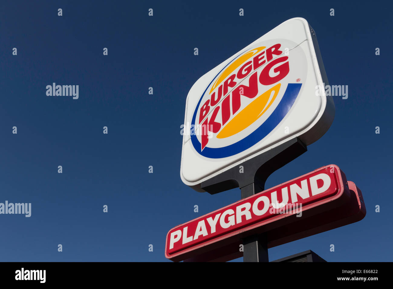 Burger King Fast Food Road Sign Stock Photo