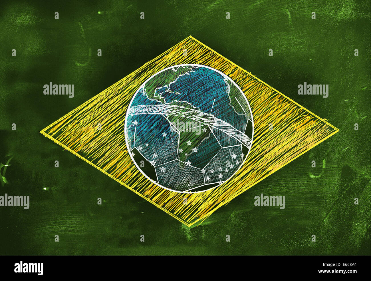 Brasil Flag Sketch Soccer Edition Brazil Drawing Stock Photo