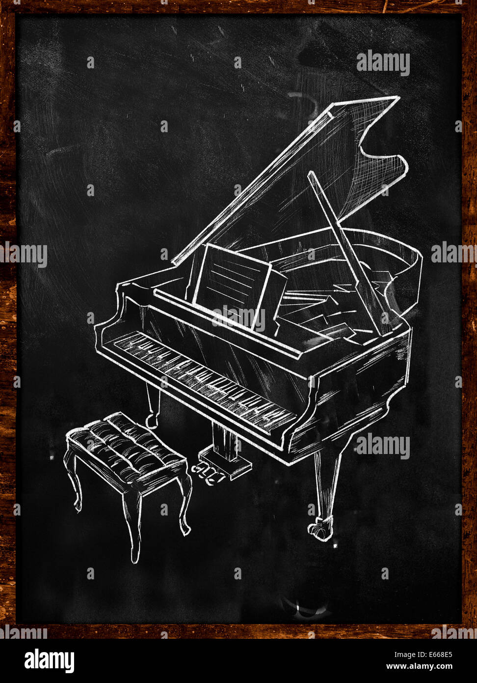 Grand Piano Drawing on Blackboard music background Stock Photo - Alamy