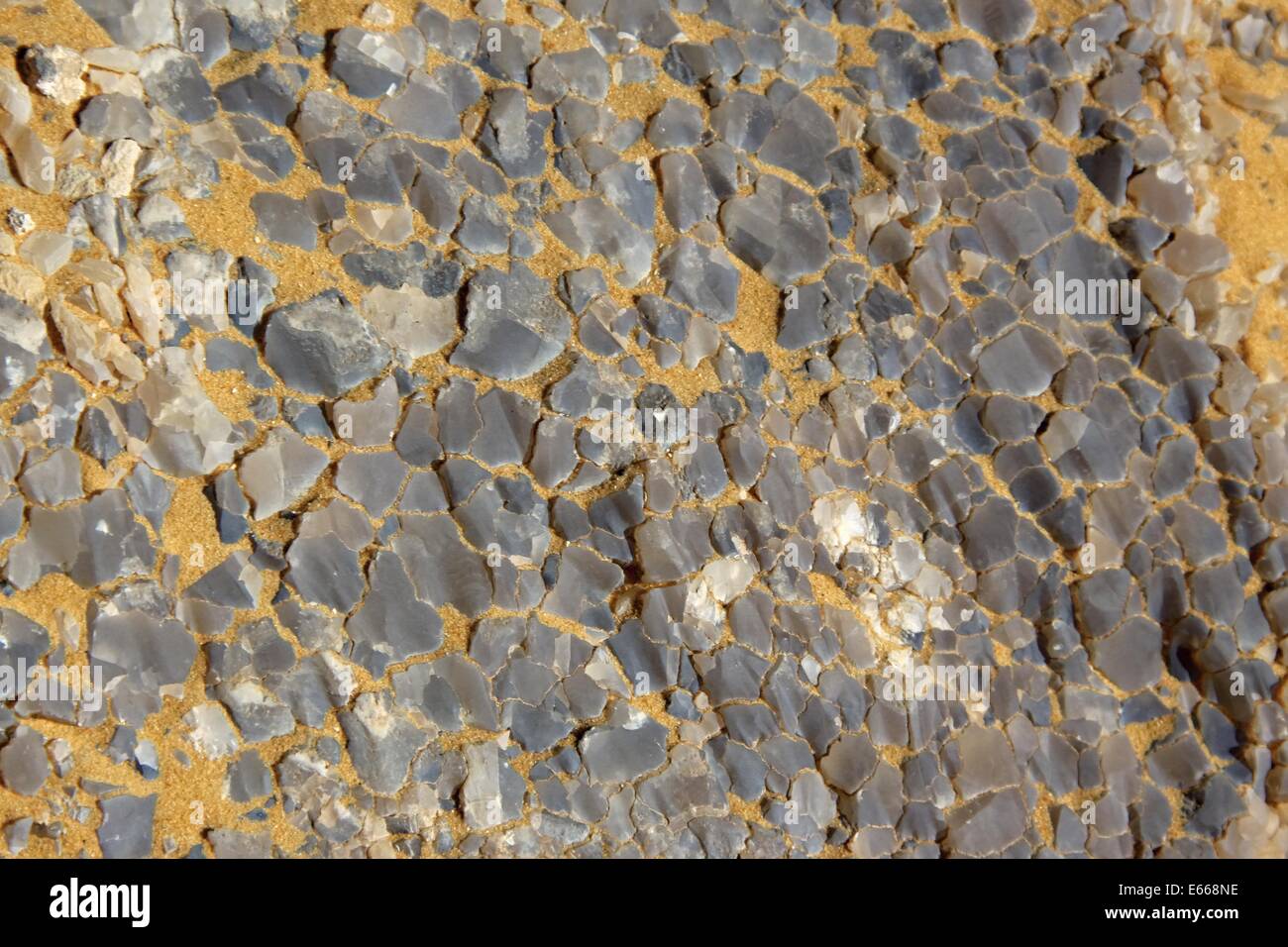 Detail of crystal vein in the sand,Crystal mountain,Egypt Stock Photo