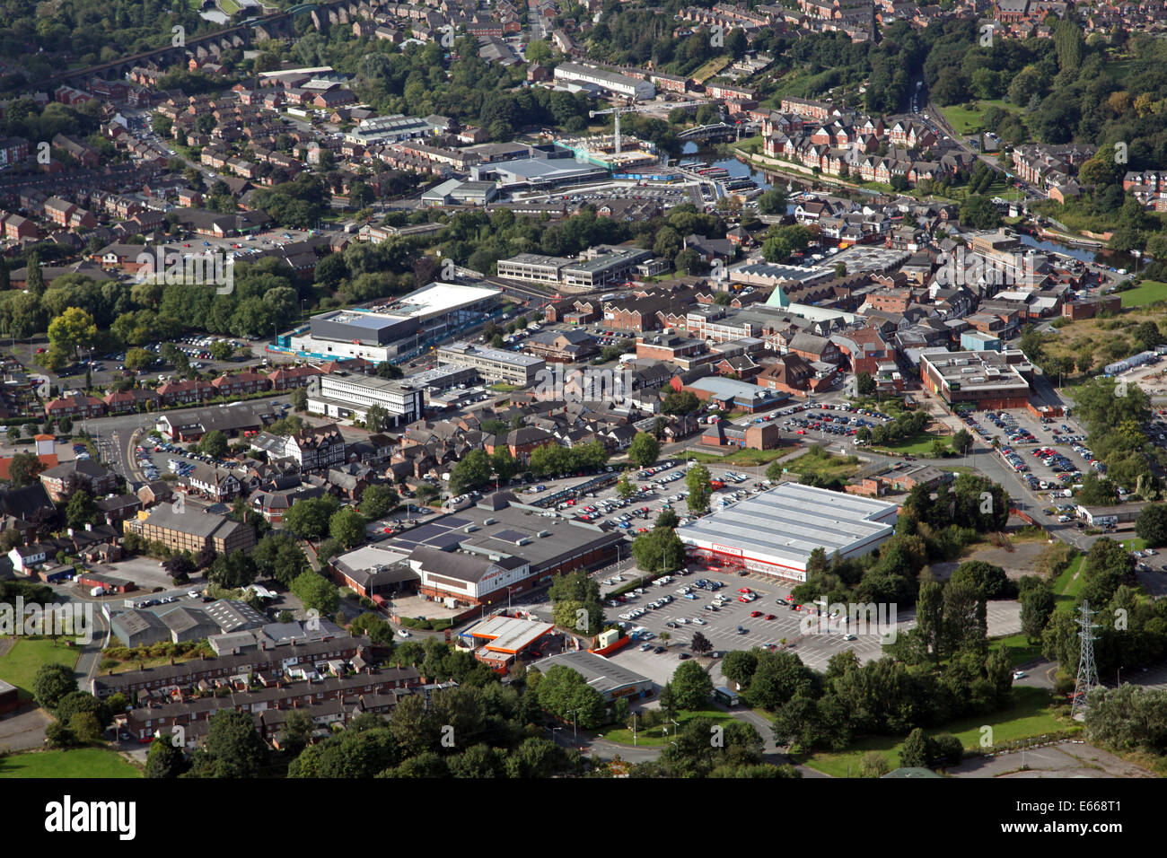 aerial view of Northwich in Cheshire, UK Stock Photo
