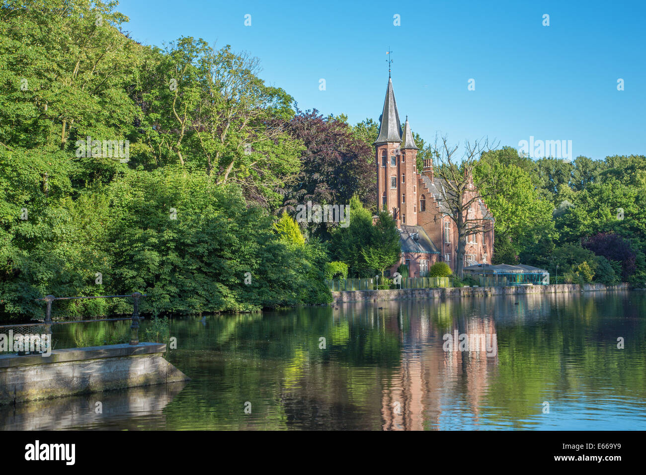 Bruges - Minnewater park in eveinig light Stock Photo