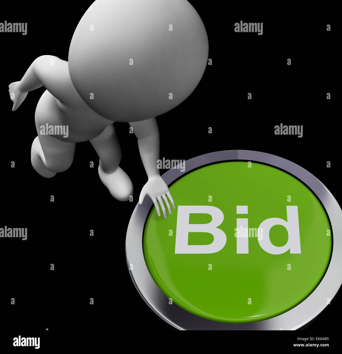 Bid Button Showing Auction Buying And Selling Stock Photo