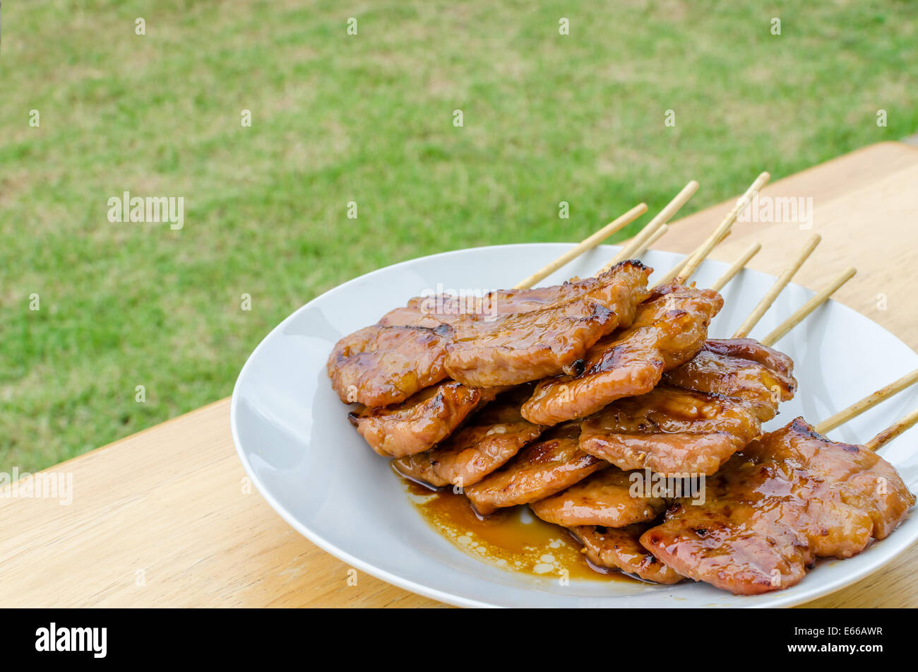 Thai Style Bbq Grilled Pork Or Moo Ping Stock Photo Alamy