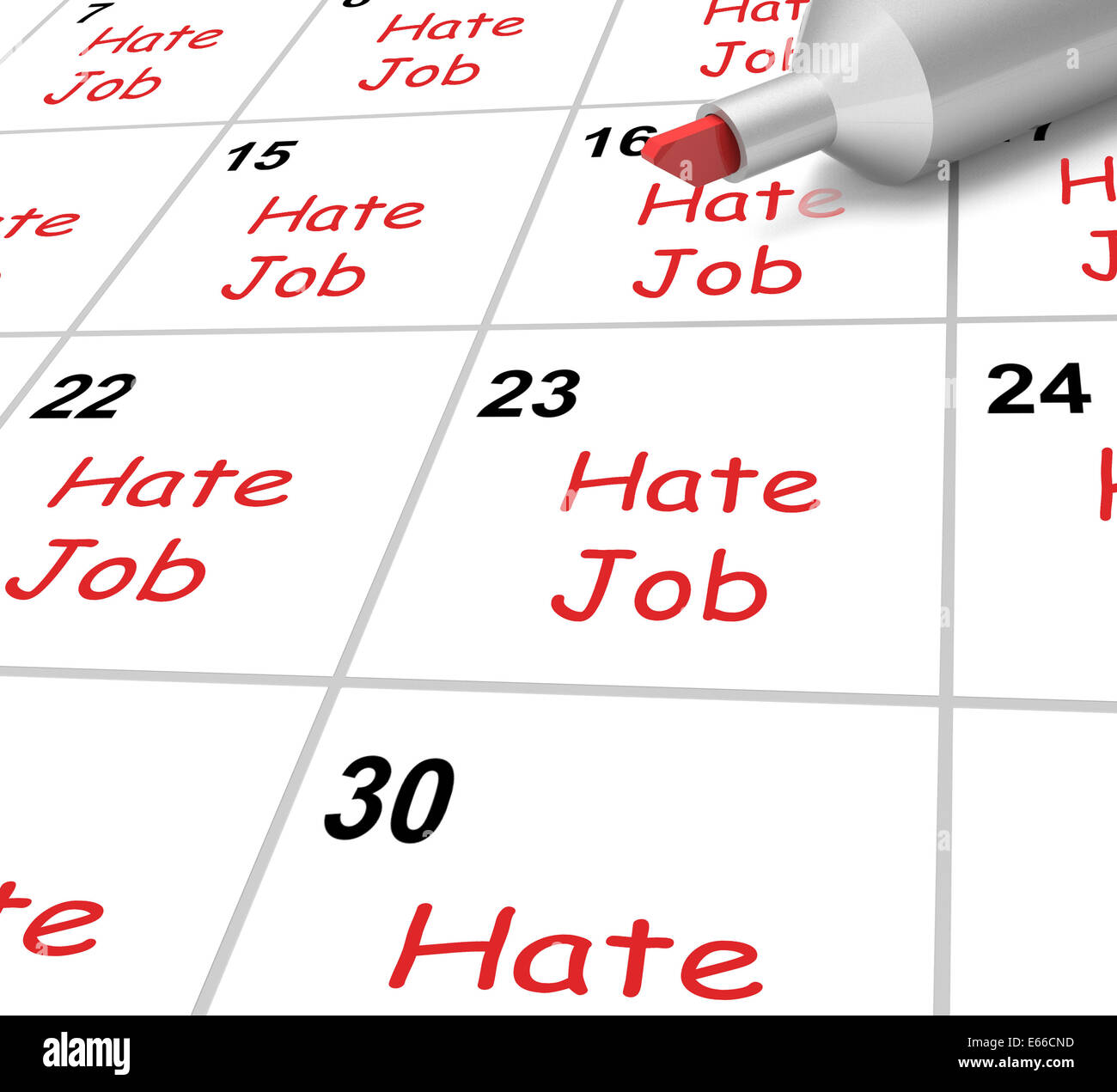 Hate Job Calendar Showing Loathing Work And Workplace Stock Photo