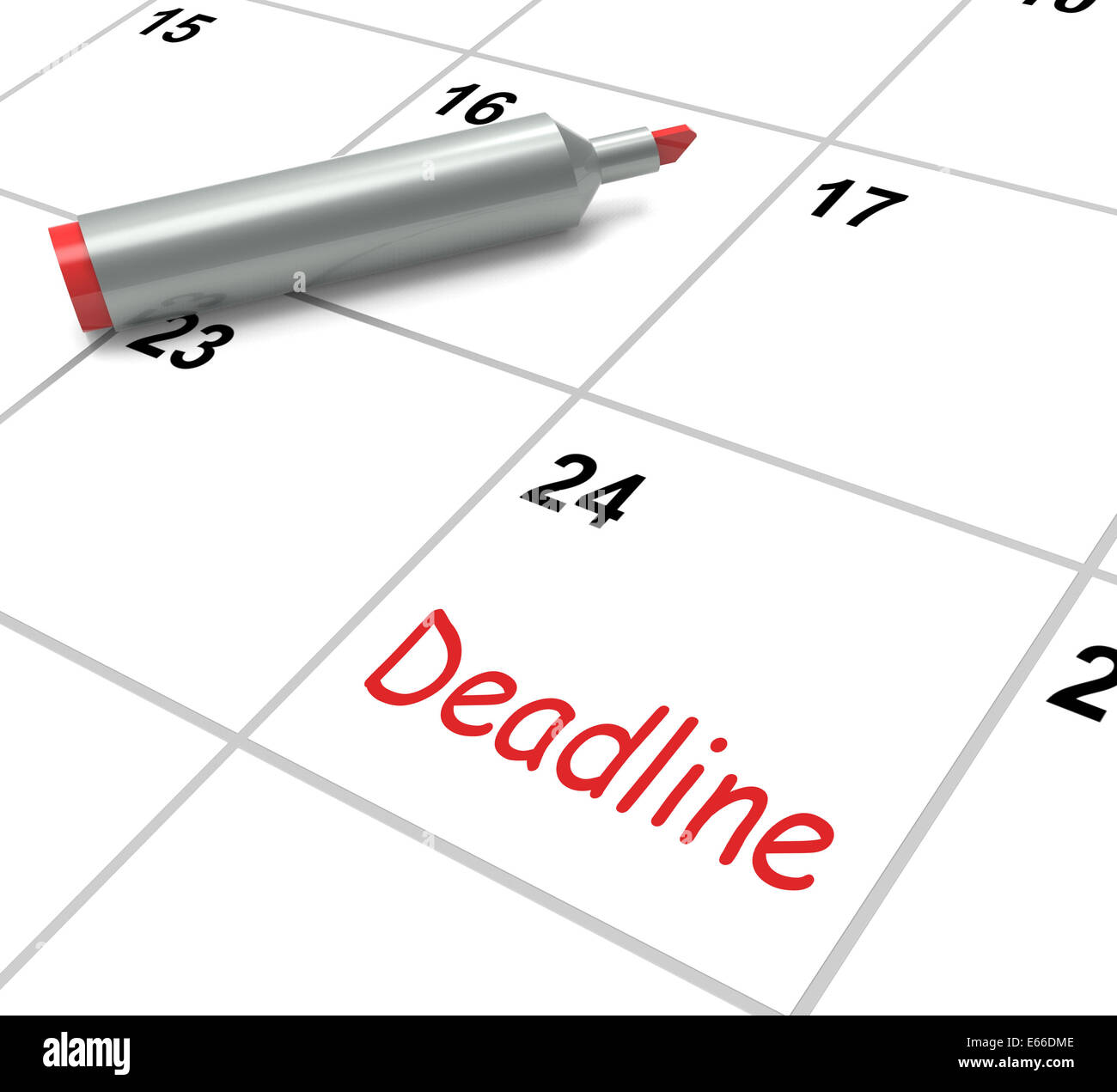Deadline Calendar Showing Due Date And Cutoff Stock Photo Alamy