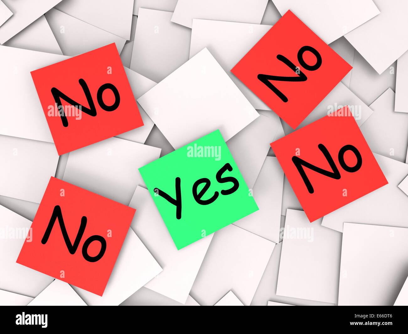 Yes No Post-It Notes Meaning Positive Or Declining Stock Photo - Alamy