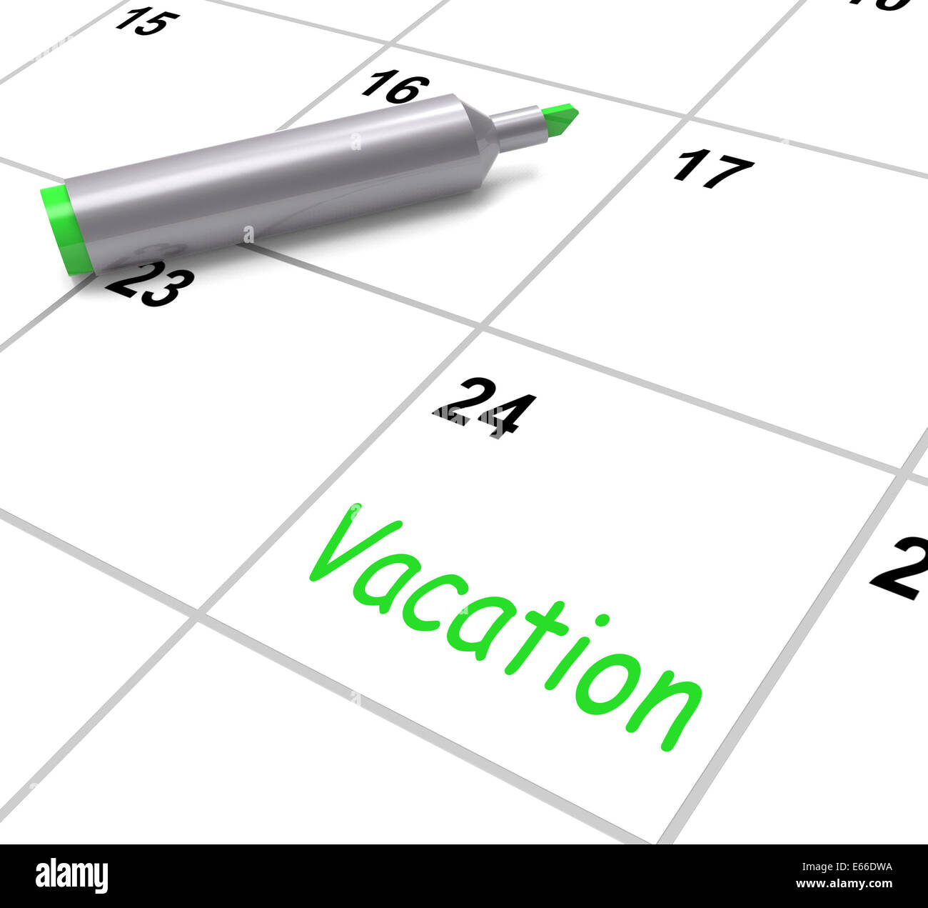 Vacation Calendar Showing Day Off Work Or Holiday Stock Photo - Alamy