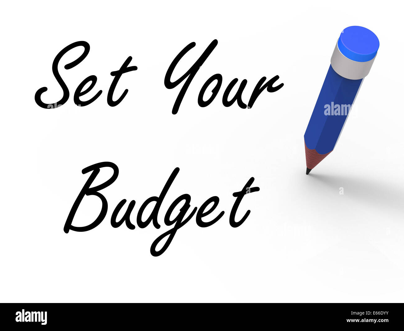 Set Your Budget with Pencil Meaning Writing Financial Goals Stock Photo