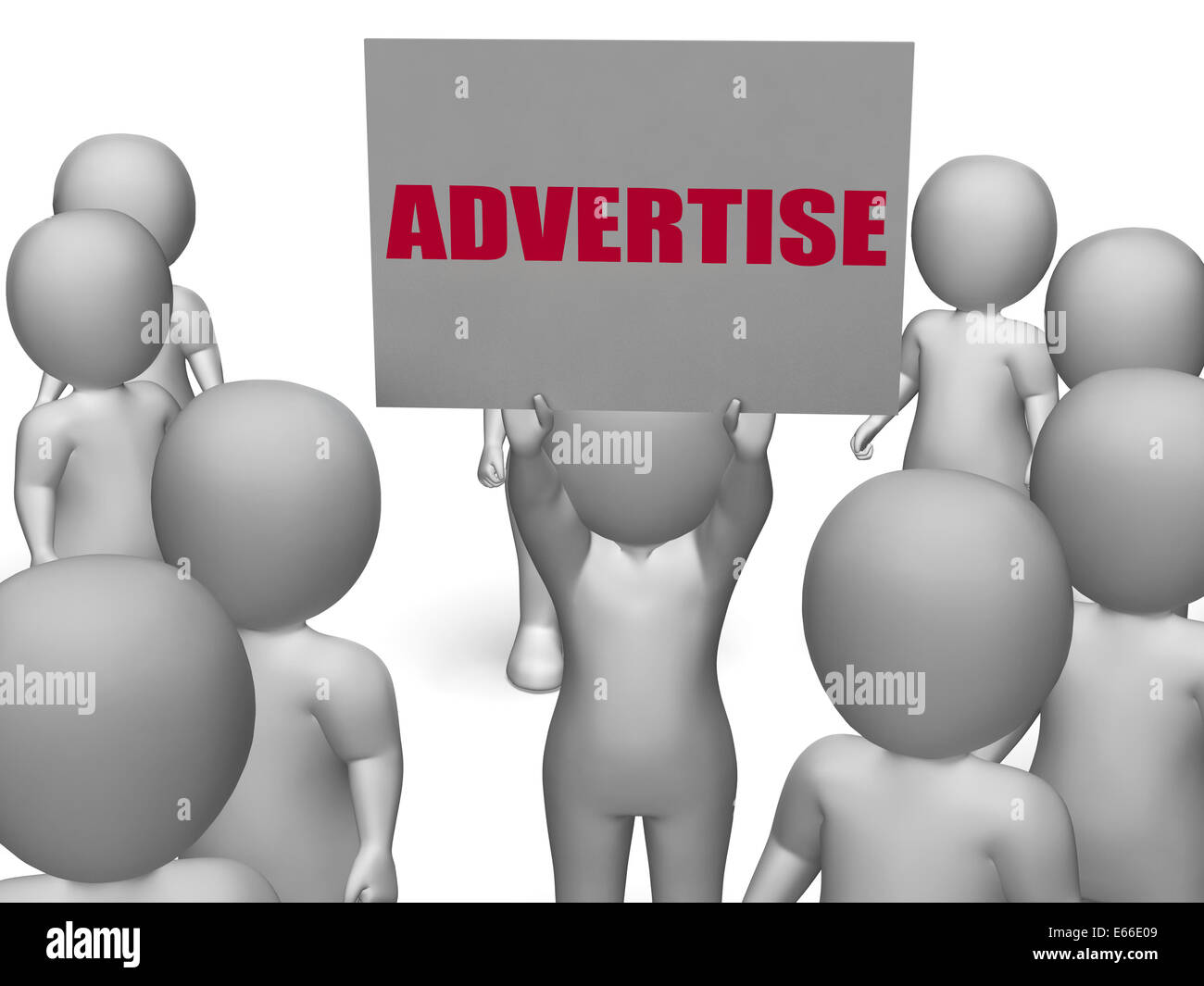Advertise Board Character Meaning Product Presentation Advertising Or Marketing Service Stock