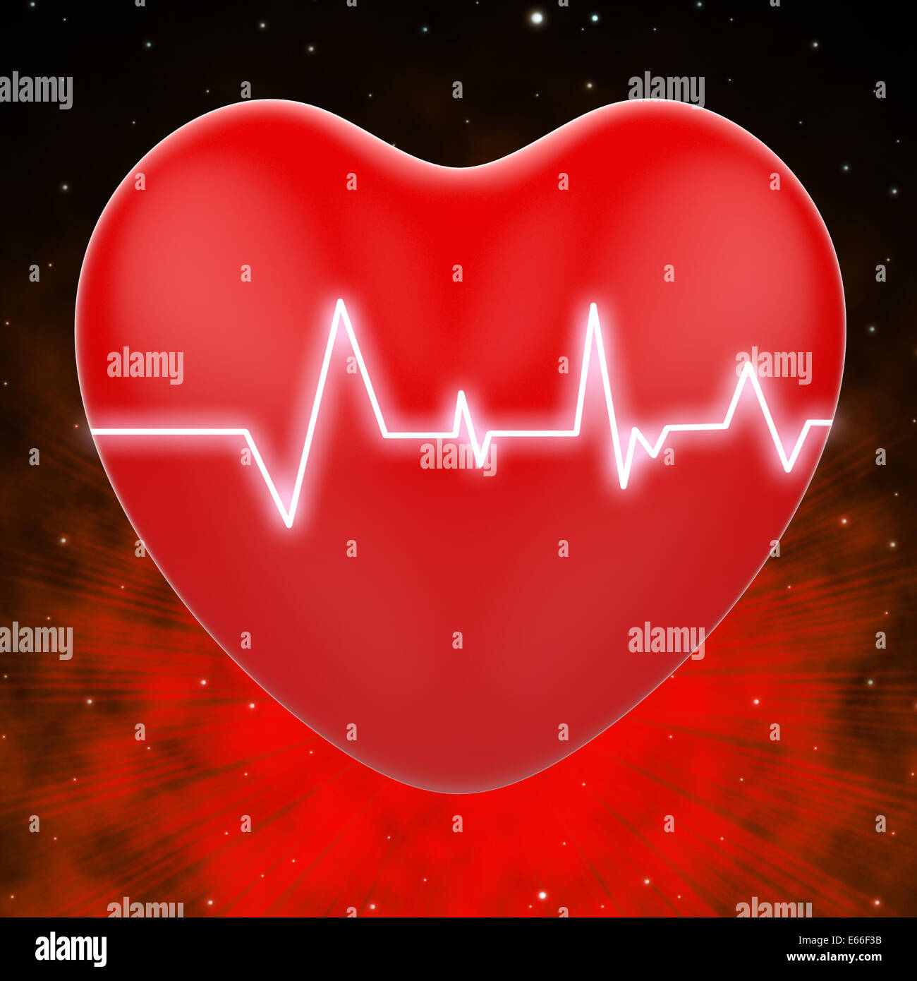 Electro On Heart Showing Heart Pressure Or Extreme Passion Stock Photo