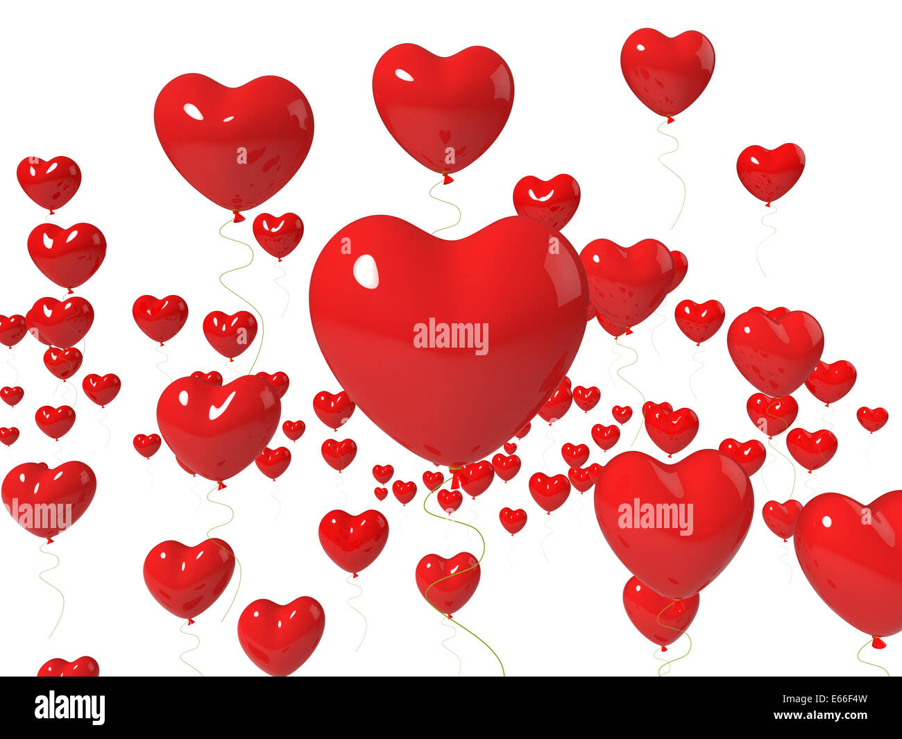 Heart Balloons Floating Showing Love Is In The Air Stock Photo - Alamy