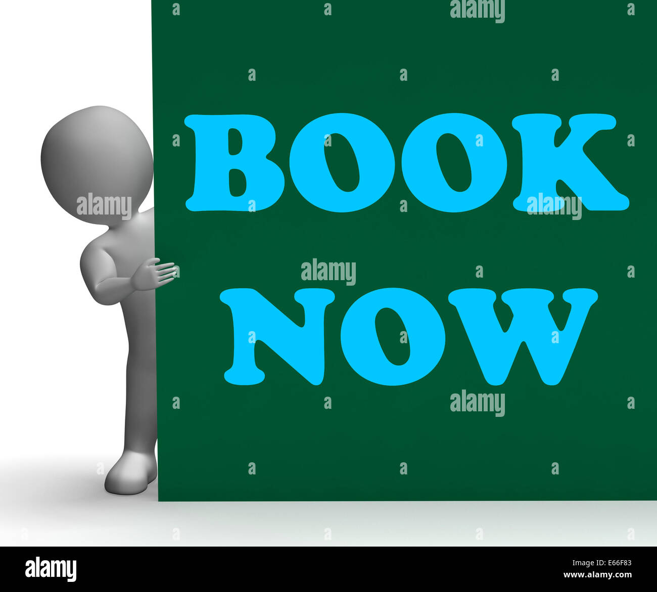 Book Now Sign Showing Hotel Room And Flight Reservation Stock Photo