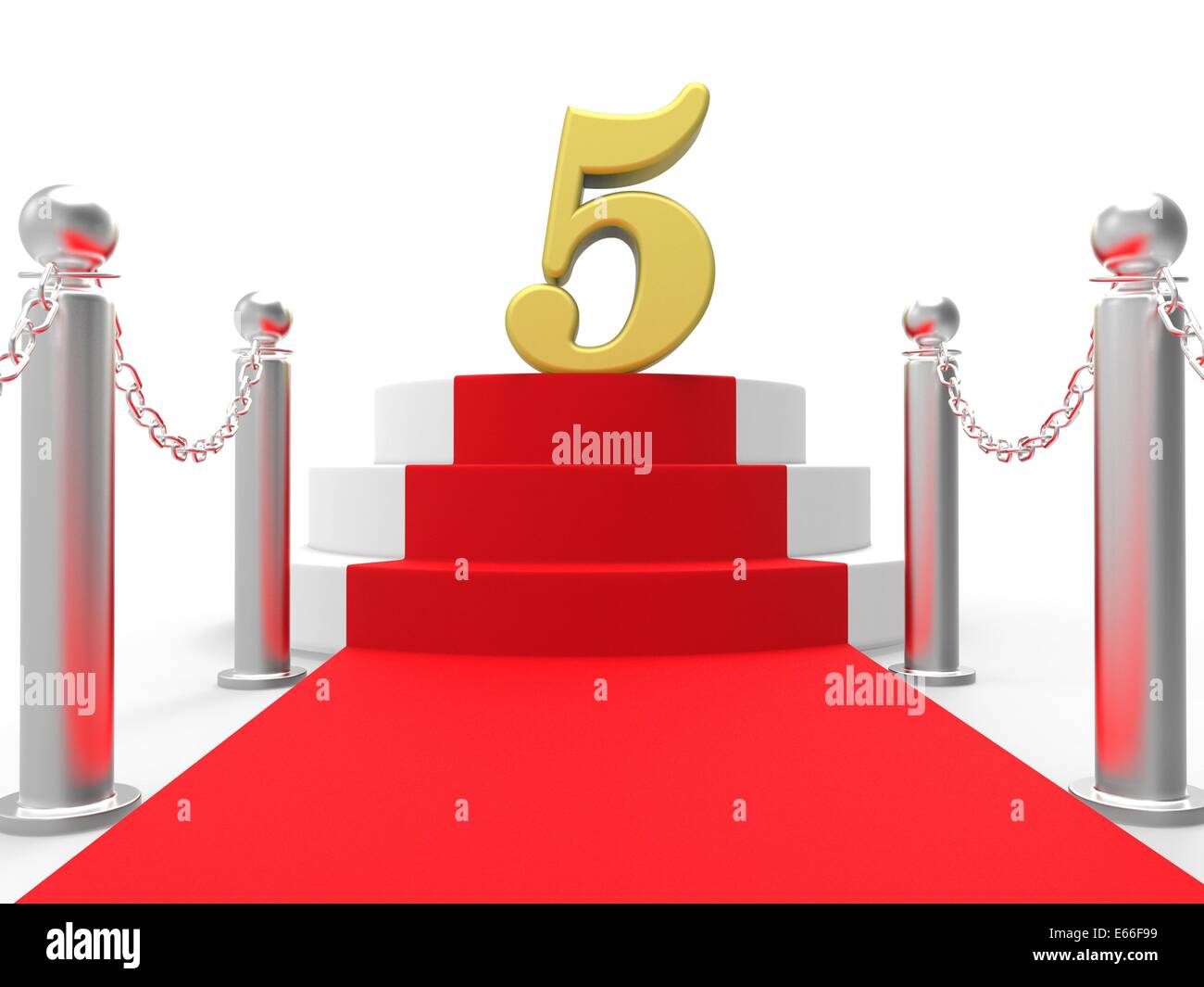 Golden Five On Red Carpet Meaning Movie Industry Awards Or Prizes Stock