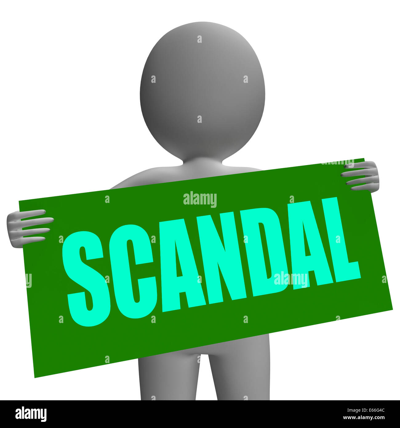 Scandal Sign Character Showing Publicized Incident Or Uncovered Fraud Stock Photo