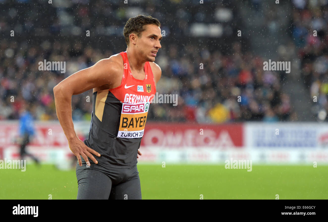 Zurich, Switzerland. 15th Aug, 2014. Sebastian Bayer of Germany reacts