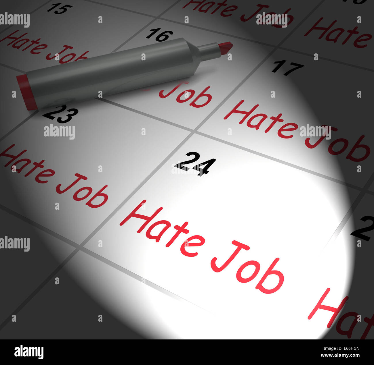 Hate Job Calendar Displaying Miserable At Work Stock Photo