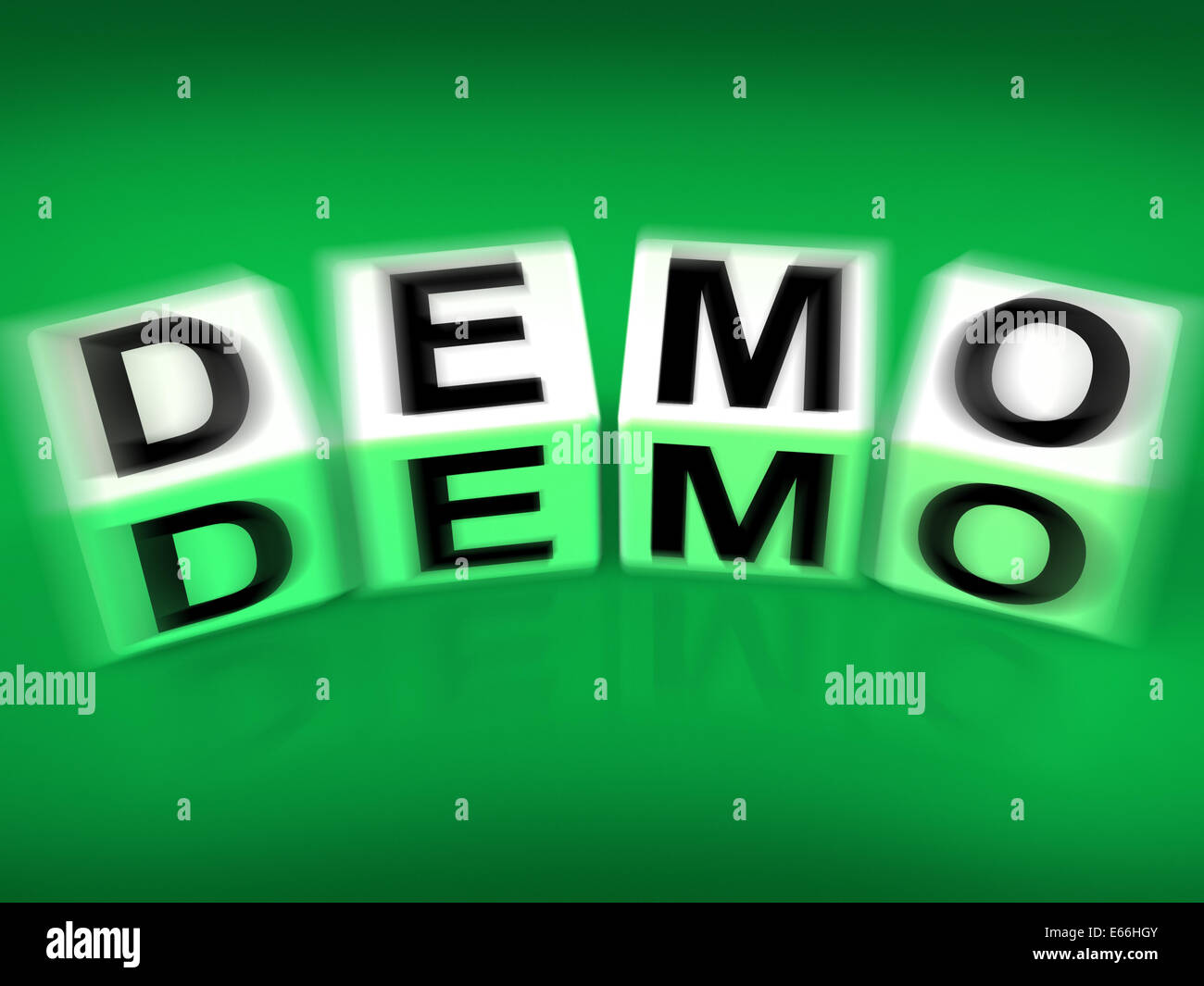 Demo Blocks Displaying Demonstration Test or Tryout a Version Stock
