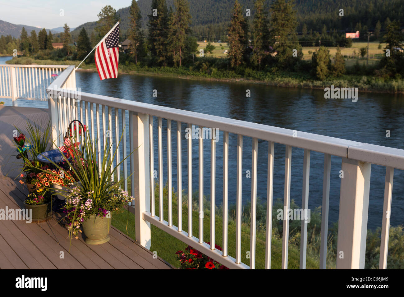 Scenic Clark Fork River view from Home in rural Montana, USA Stock Photo