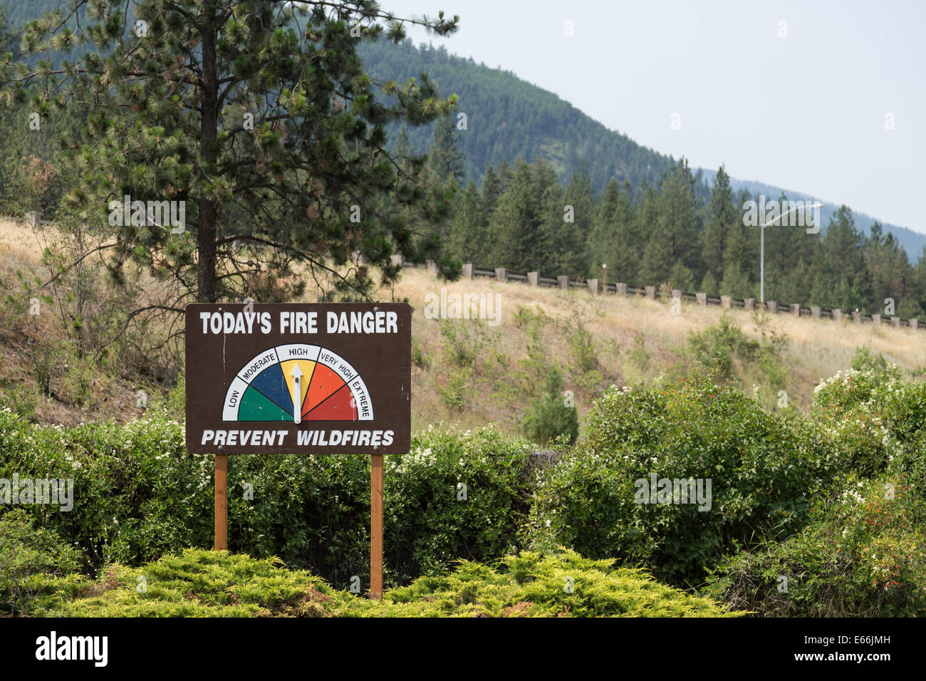 Today's Fire Danger Status Sign, Montana, USA Stock Photo