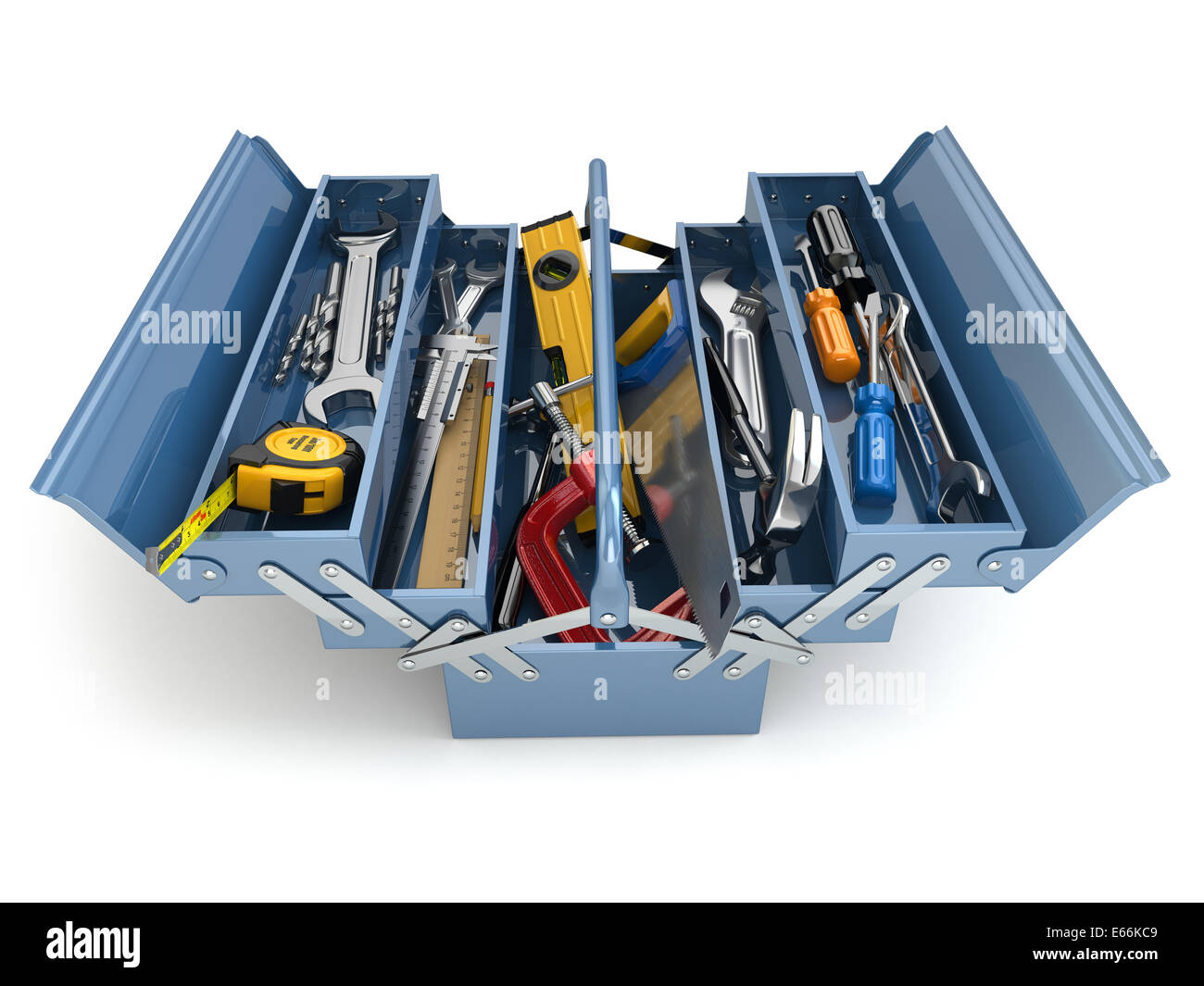 Toolbox with tools on white isolated background. 3d Stock Photo - Alamy