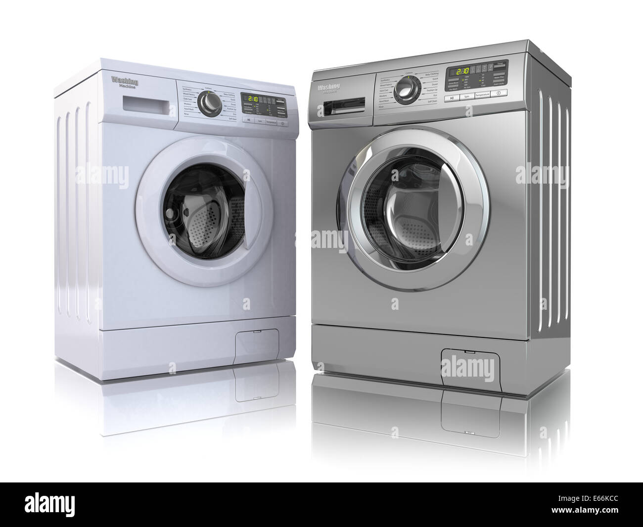 Washing machine on white isolated background. 3d Stock Photo