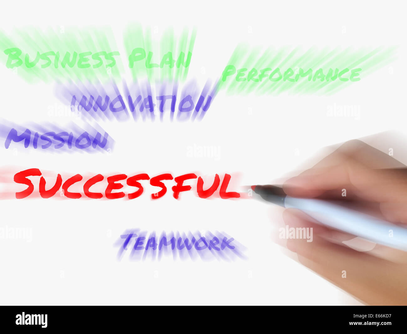 Successful on Whiteboard Displaying achieving Solutions and Accomplishment Stock Photo