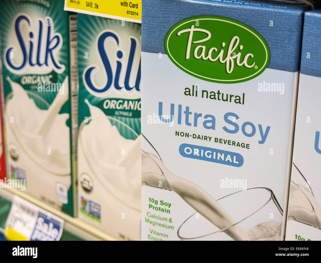 Soy Milk, Dairy Cooler, Smith's Food and Drug Store in Great Falls, Montana, USA Stock Photo