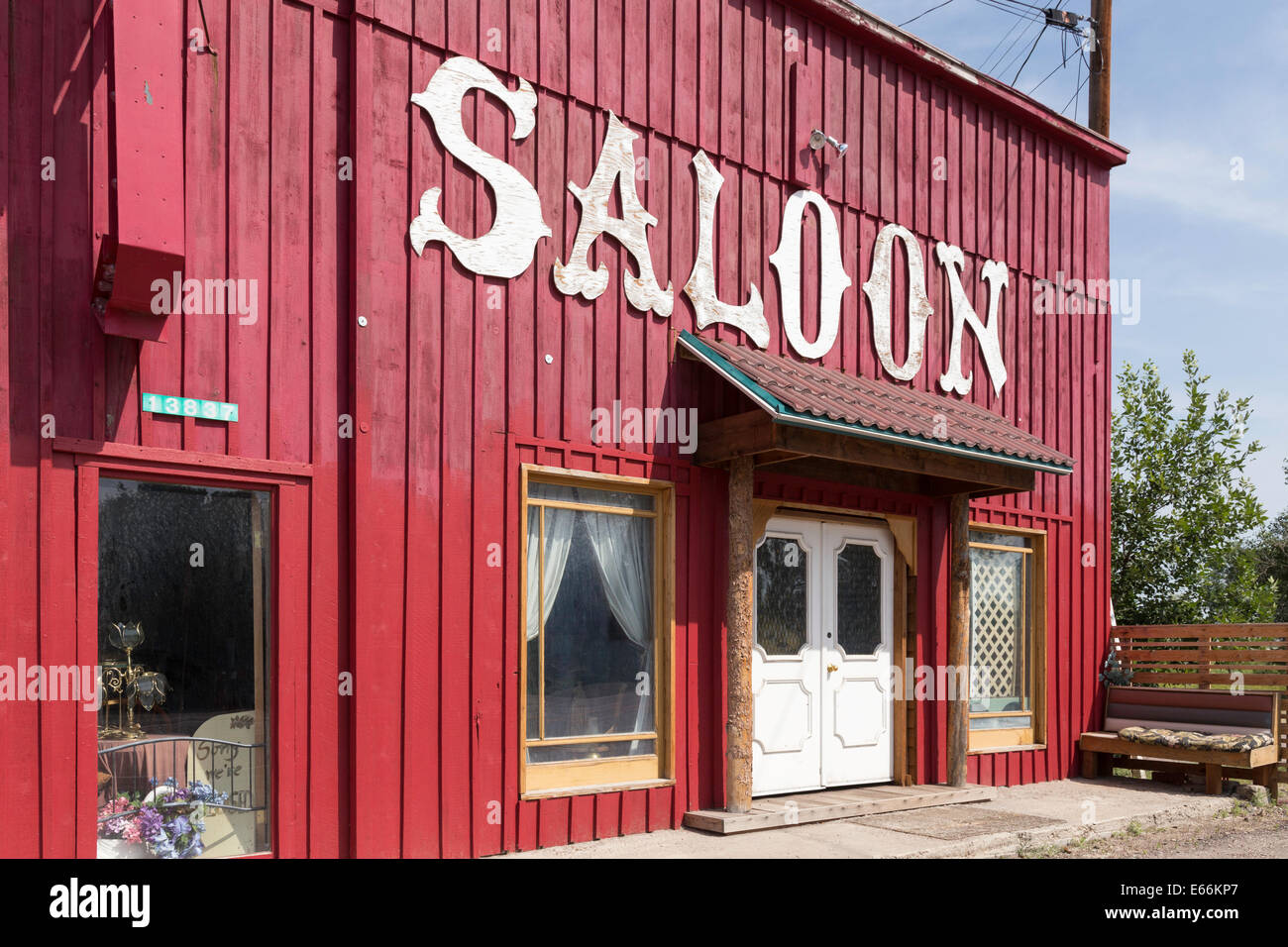 Weathered Saloon in Montana, USA Stock Photo