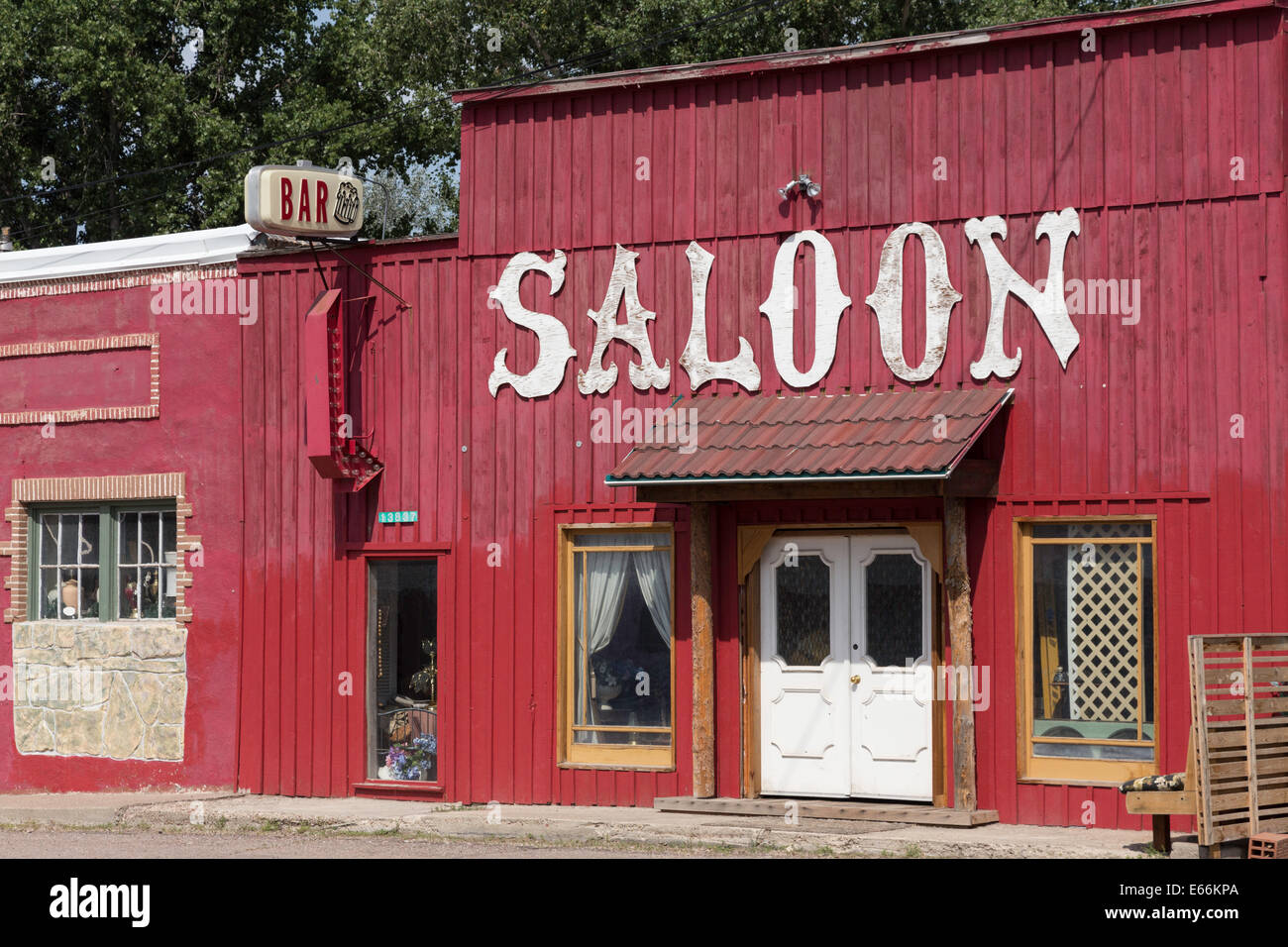Weathered Saloon in Montana, USA Stock Photo