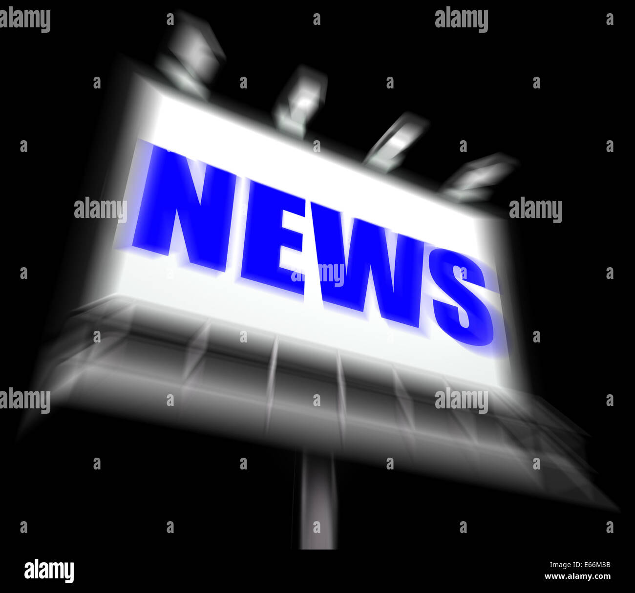 News Sign Displaying Newspaper Articles and Headlines or Media Info Stock Photo
