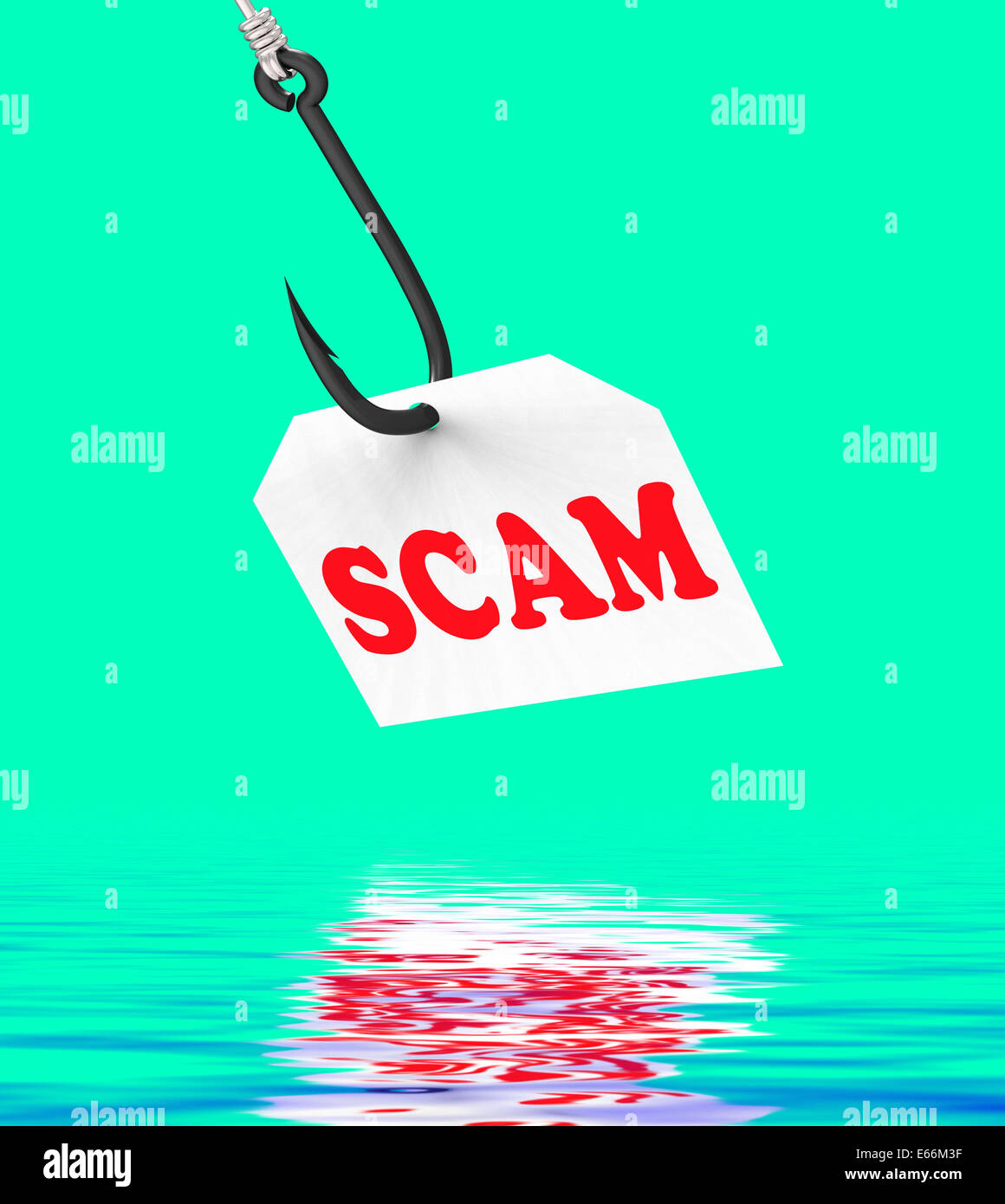 Scam On Hook Displaying Schemes Scamming Or Deceits Stock Photo Alamy