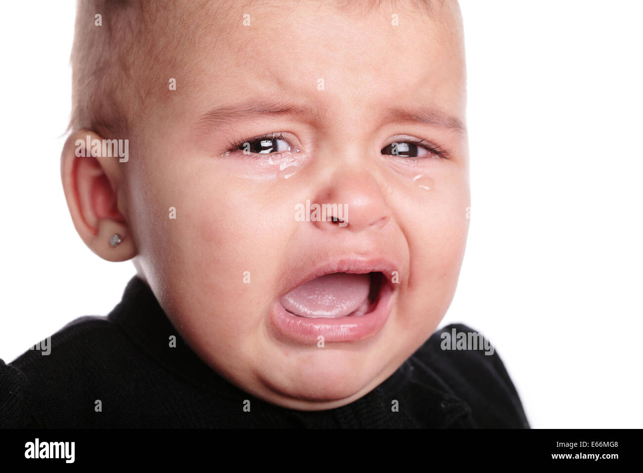 beautiful baby crying isolated on white Stock Photo Alamy