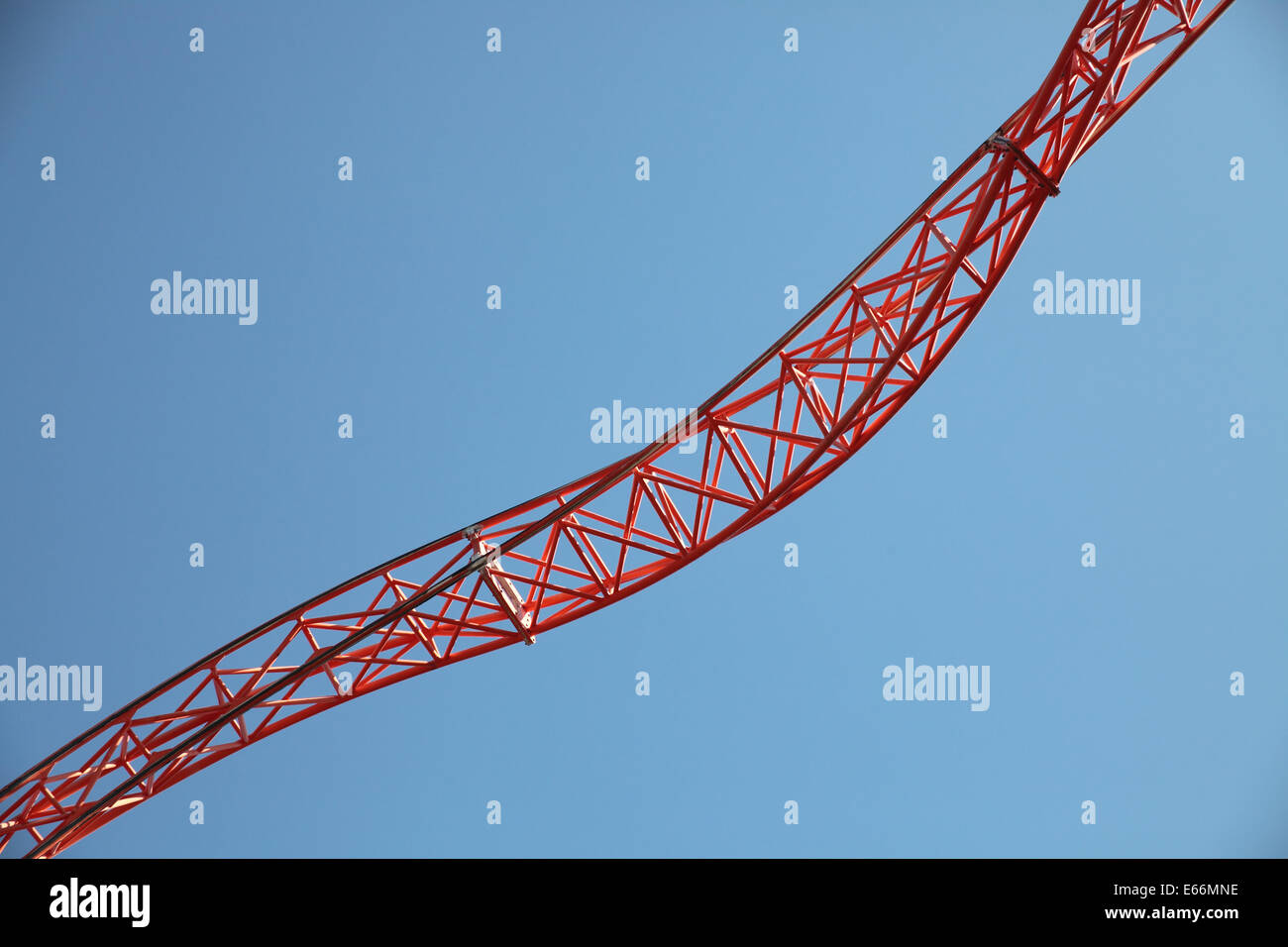 roller coaster rails with a blue sky Stock Photo