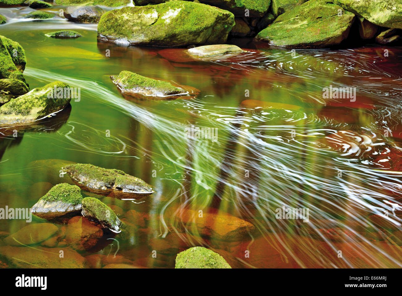 Germany, Bavaria: Water running through flume 'Steinklamm' inside of Nature Park Bayrischer Wald Stock Photo