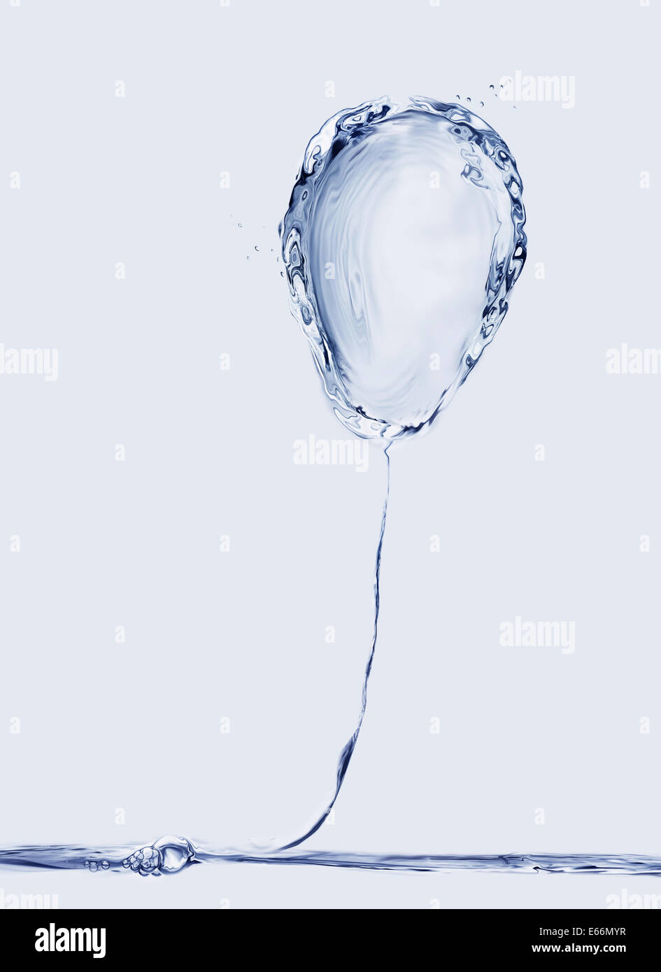 A blue balloon made of water. Stock Photo