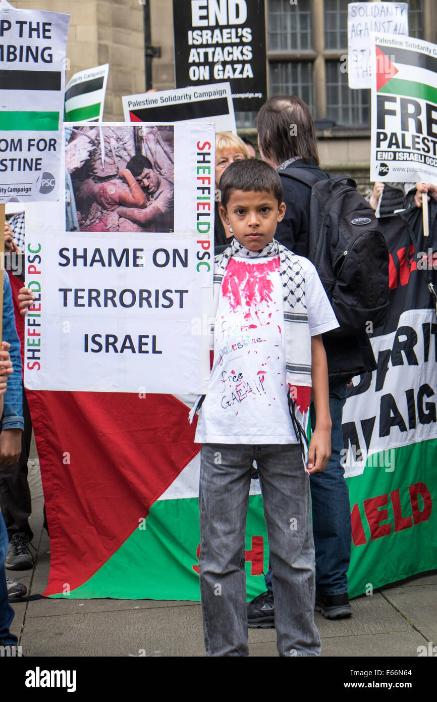 Sheffield, Yorkshire, UK.16th August 2014.Palestine solidarity campaign