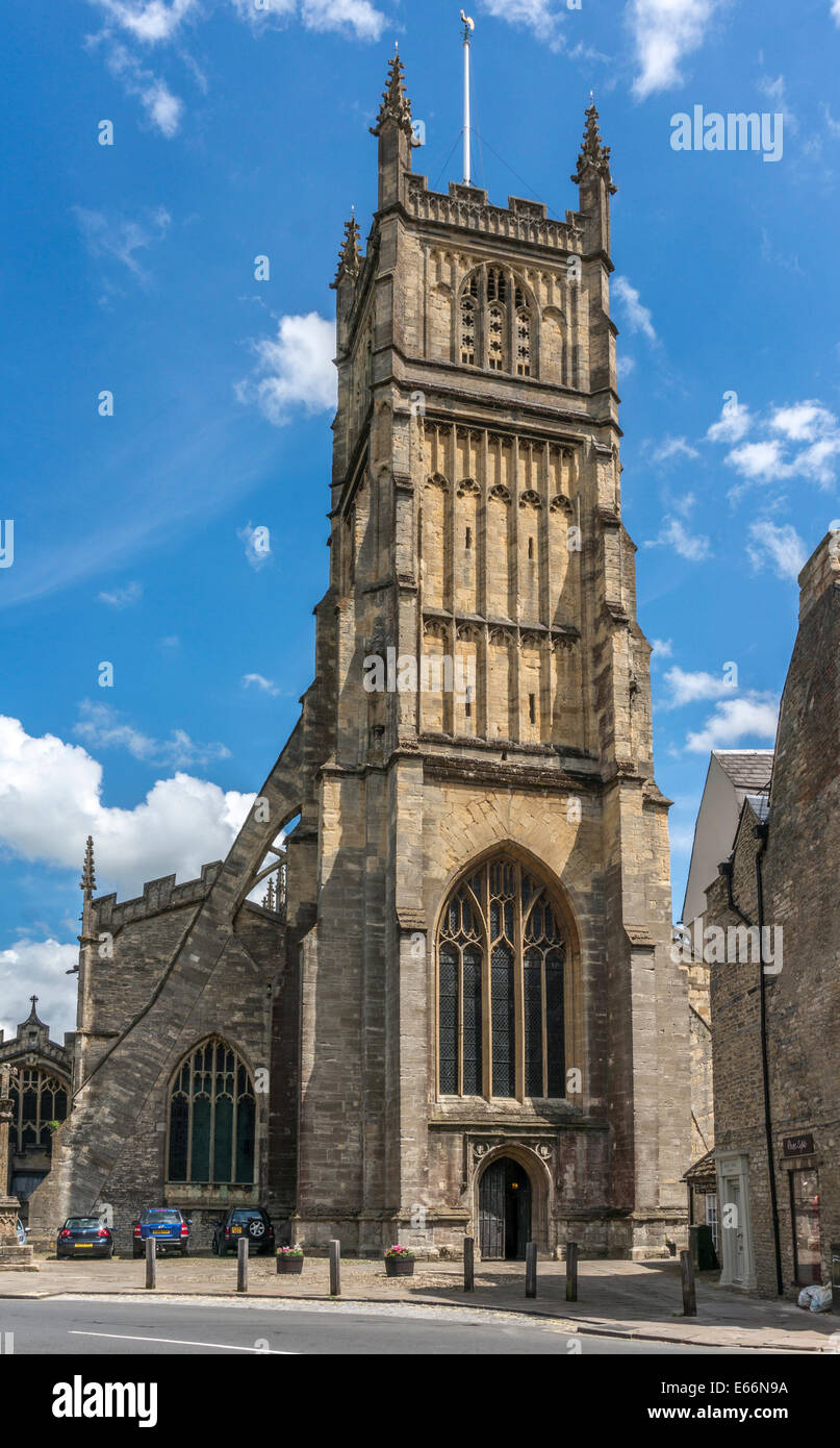 Church of St John Baptist, Cirencester - a popular tourist landmark in the town centre. Cotswolds, Gloucestershire, England, UK. Stock Photo