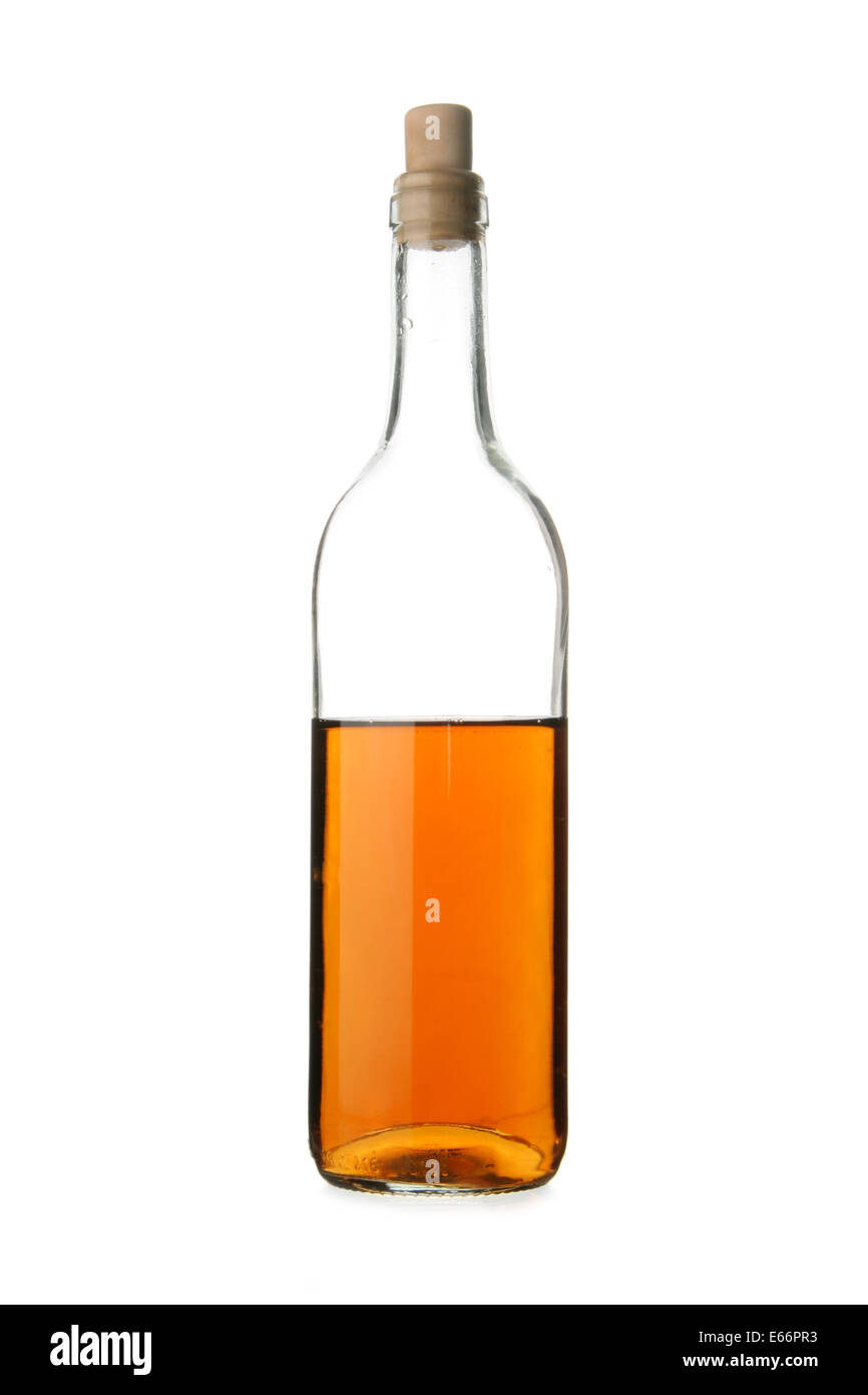 Half bottle of brandy isolated over white background Stock Photo Alamy