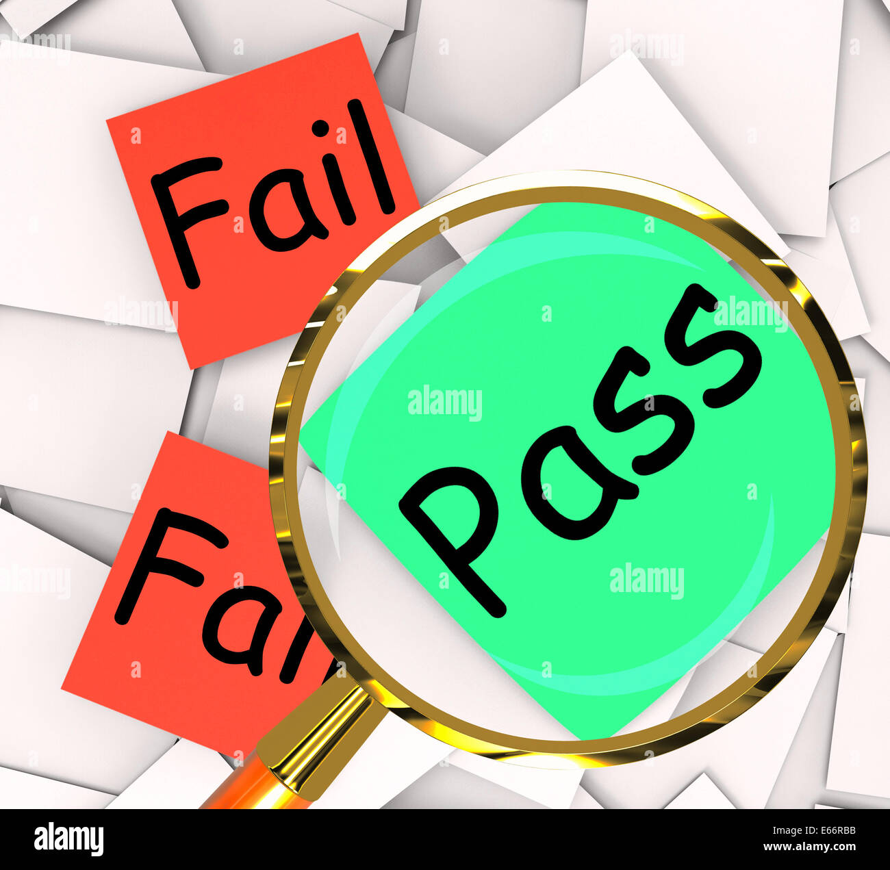 Pass Fail Post-It Papers Meaning Certified Or Unsatisfactory Stock ...