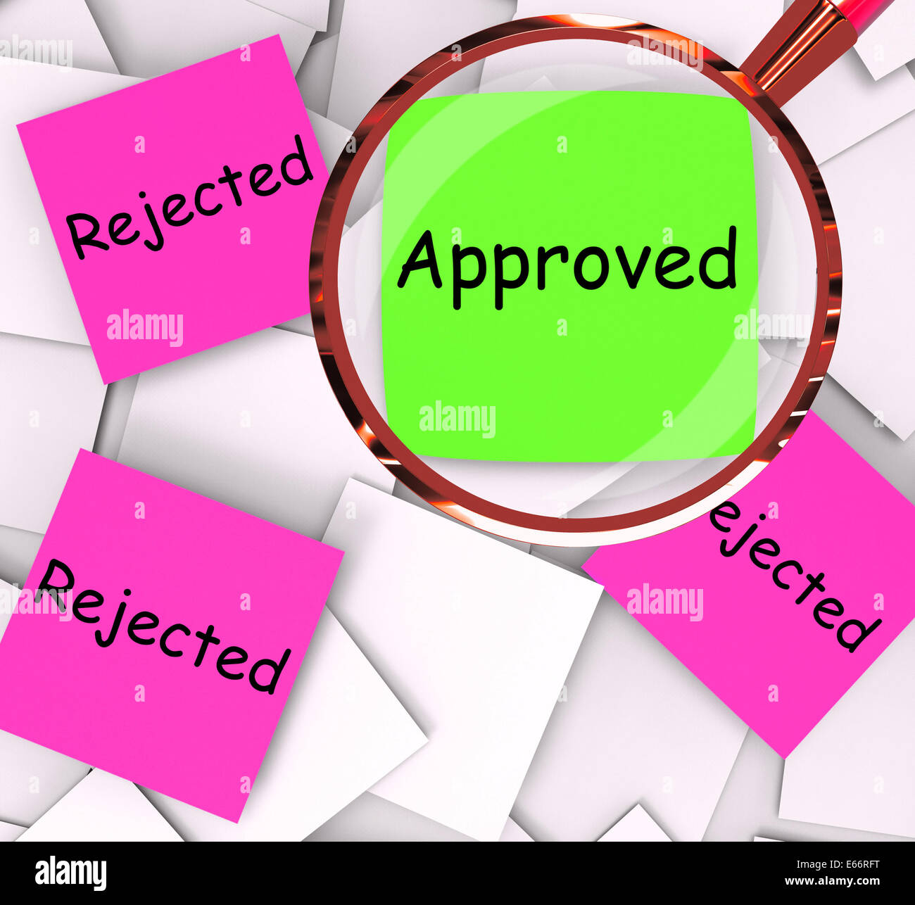 Approved Rejected PostIt Papers Meaning Approval Or Rejection Stock