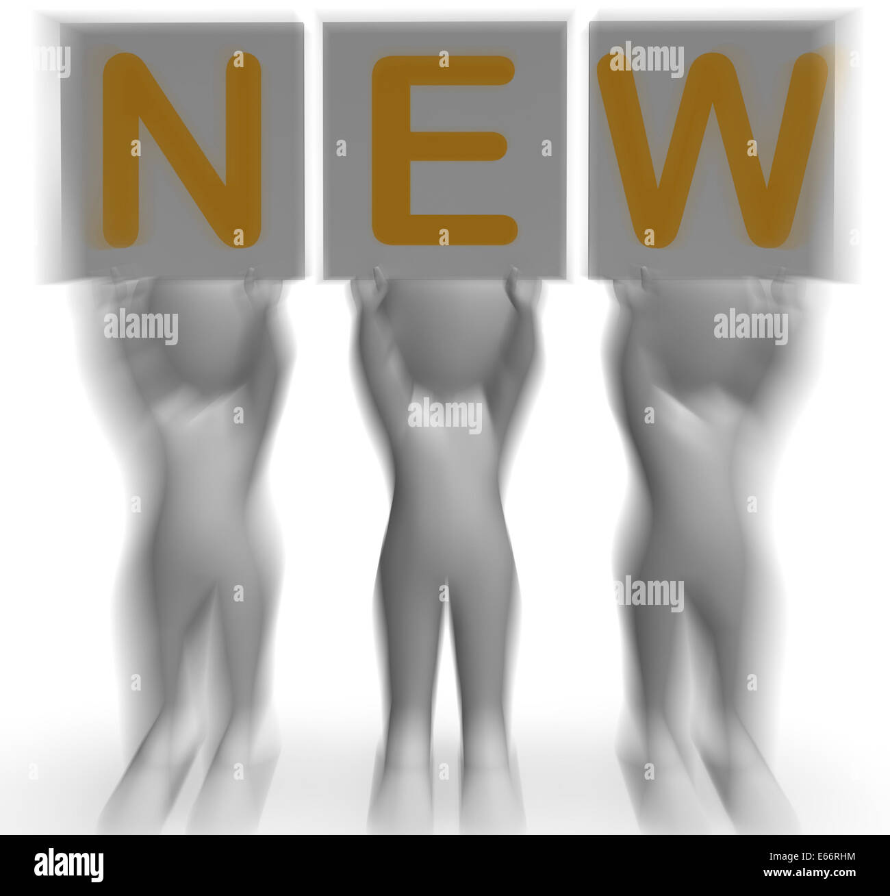 New Placards Meaning Recently Acquired Arrived Or Introduced Stock Photo Alamy