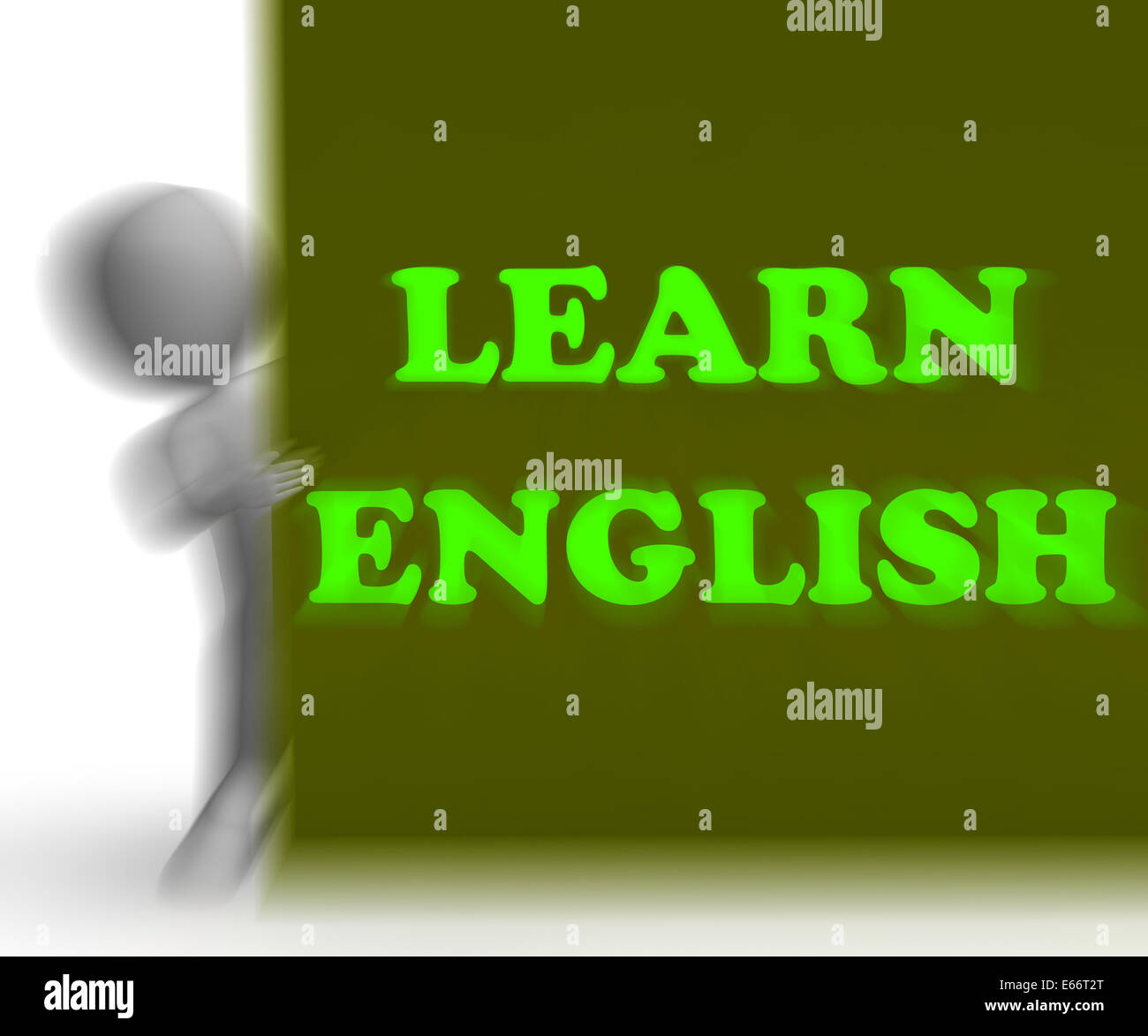 Learn English Placard Showing Foreign Language Teaching And Education