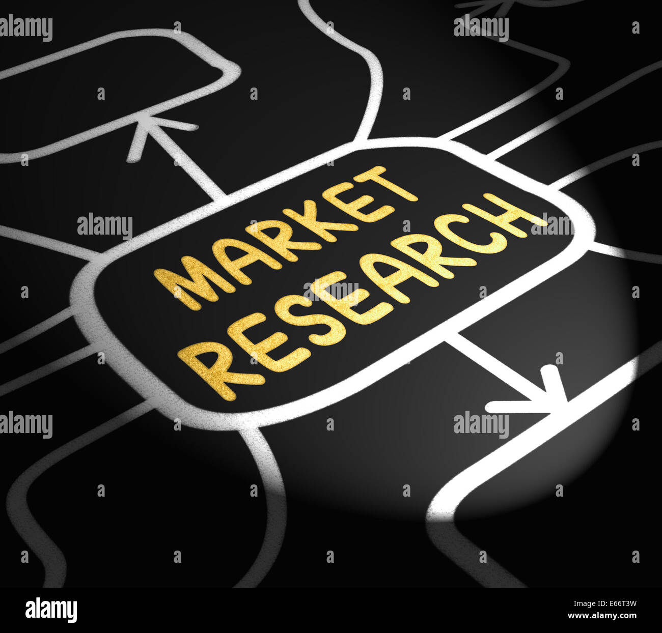 Market Research Arrows Showing Inquiring About Consumers Opinions Stock Photo