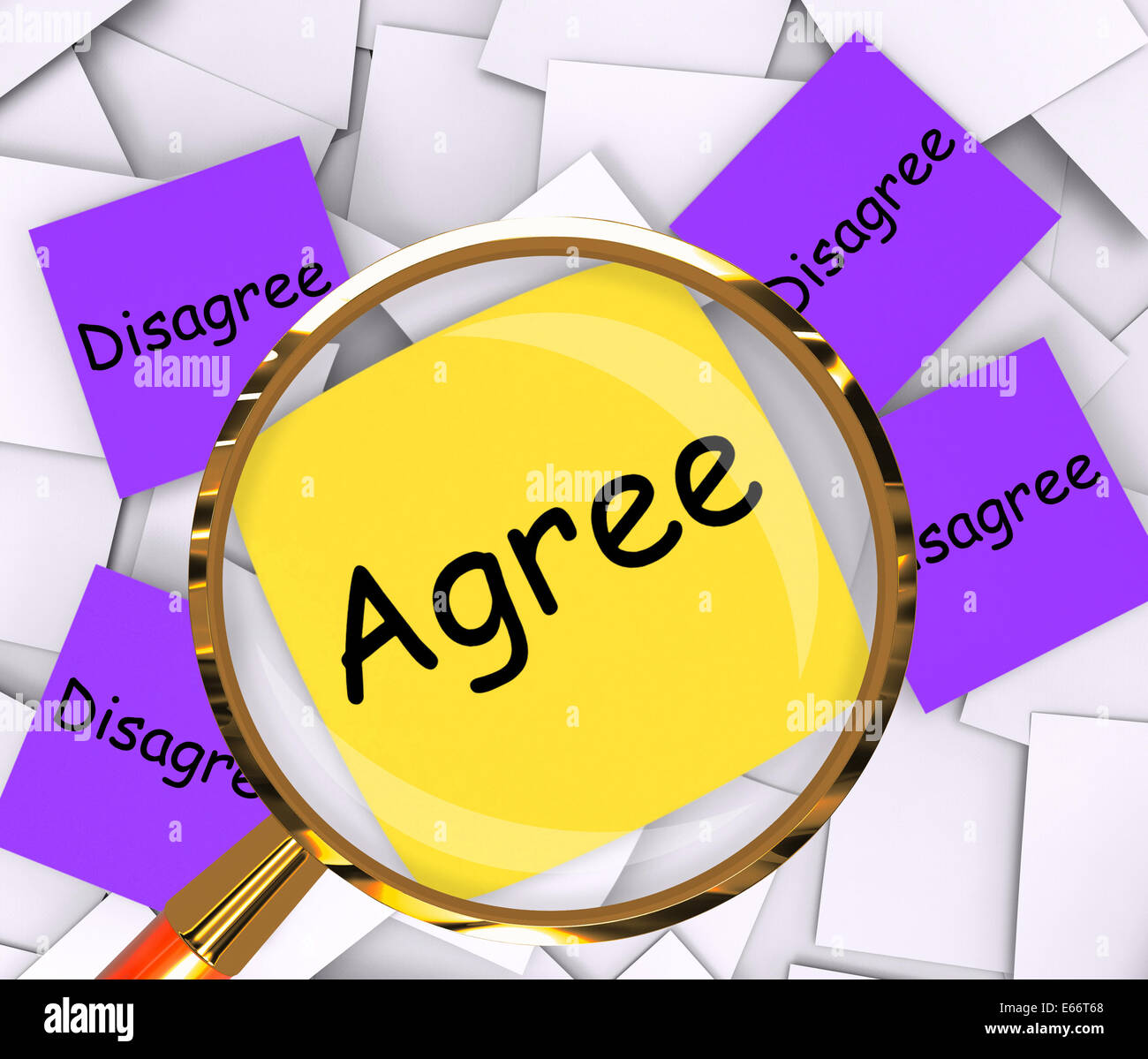 Agree Disagree Post-It Papers Meaning Opinion Agreement Or Disagreement Stock Photo