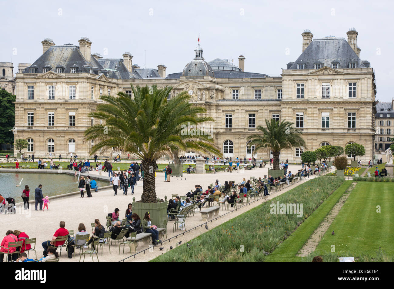 The Luxembourg Palace in the Jardin du Luxembourg, the Luxembourg Garden in Paris, France Stock Photo