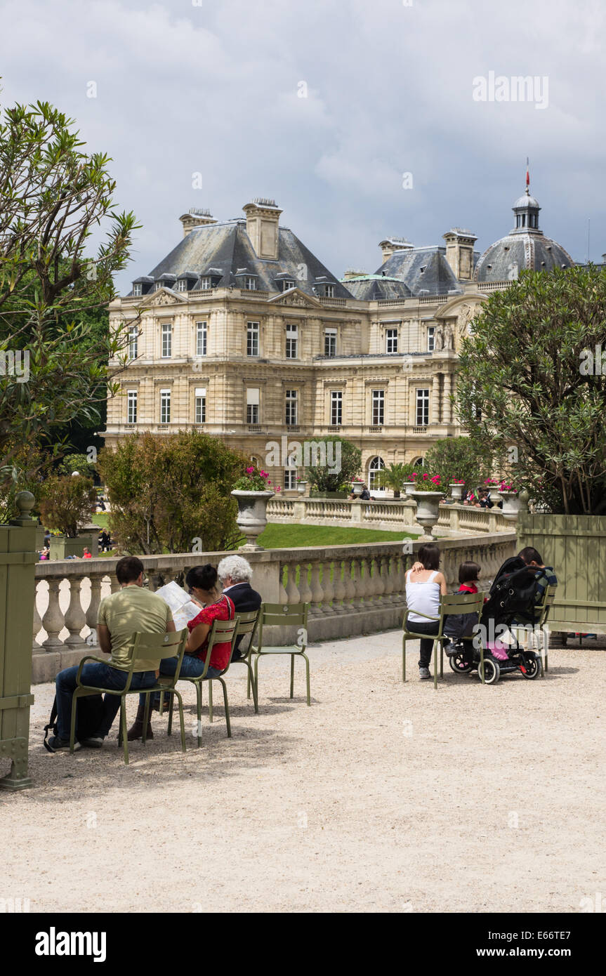 The Luxembourg Palace in the Jardin du Luxembourg, the Luxembourg Garden in Paris, France Stock Photo